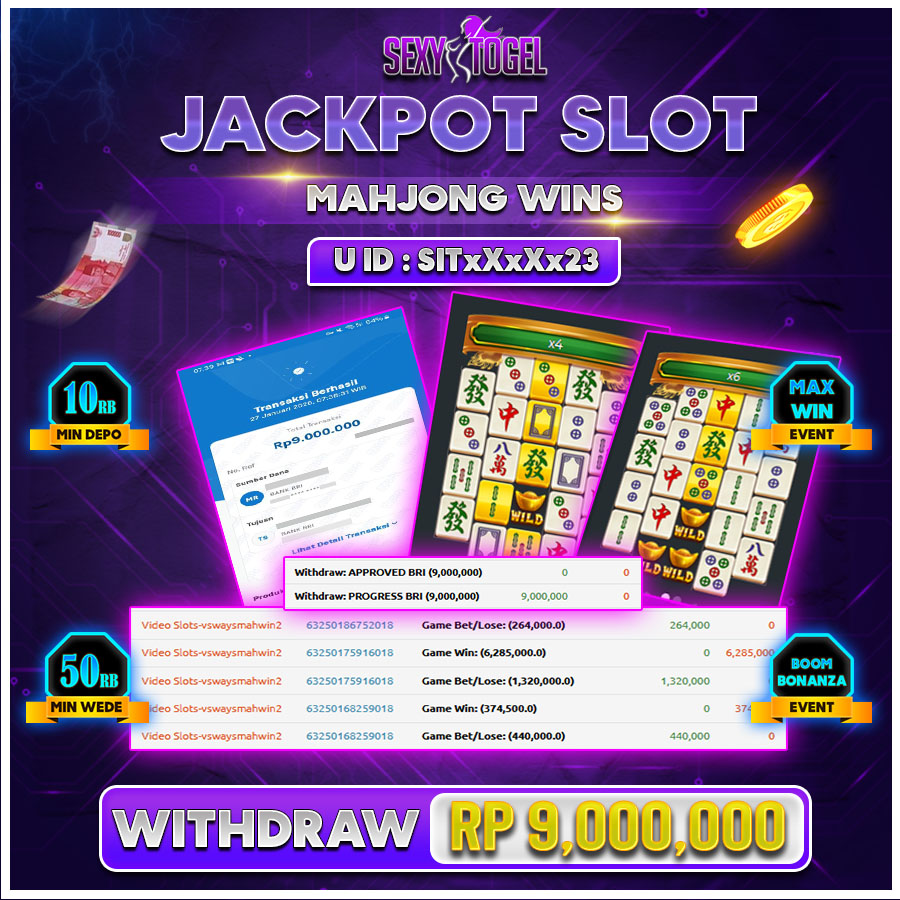 SEXYTOGEL JACKPOT SLOT MAHJONG WINS 2 Rp.9.000.000.,-LUNAS  